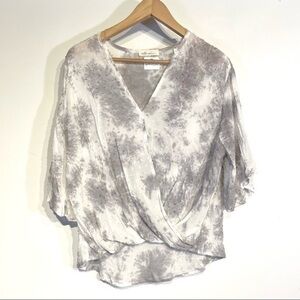 90’s Peasant Top NWT Blouse Tie Dye M Hi Low Hem Millibon Swiss Dot Flutter